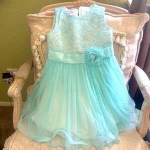 EUC JESSICA ANN Aqua tulle party dress